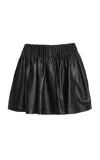 Ulla Johnson Monika Gathered Leather Mini Skirt In Black