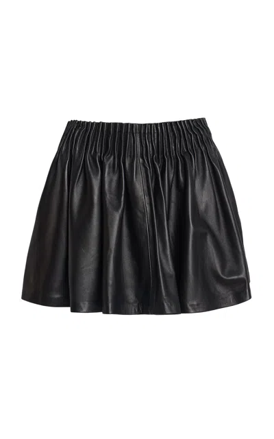 Ulla Johnson Monika Gathered Leather Mini Skirt In Black