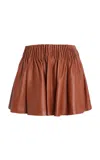 Ulla Johnson Monika Gathered Leather Mini Skirt In Brown