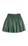 Ulla Johnson Monika Gathered Leather Mini Skirt In Green