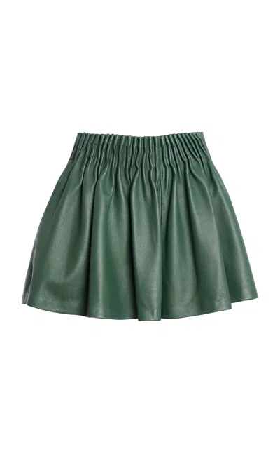 Ulla Johnson Monika Gathered Leather Mini Skirt In Green