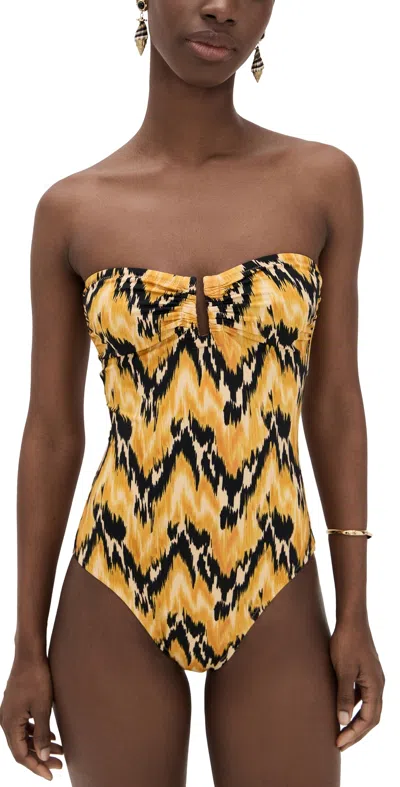 Ulla Johnson Monterey Strapless Maillot One Piece Solara In Yellow