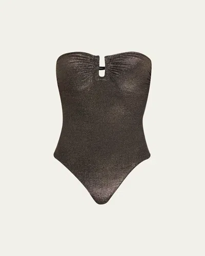 Ulla Johnson Monterey Strapless One-piece Swimsuit In Noir