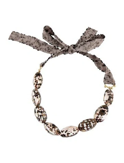 Pre-owned Ulla Johnson Mother Of Pearl Bead Collar Necklace, 51" In Neutrals/white