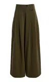 Ulla Johnson Motherwell Mid-rise Cotton Wide-leg Pants In Green