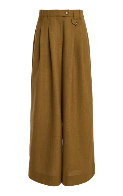 Ulla Johnson Motherwell Mid-rise Recycled-wool Wide-leg Pants In Brown