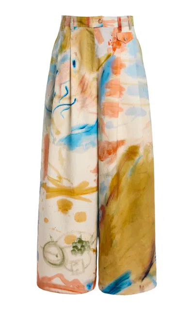 Ulla Johnson Motherwell Printed Cotton-poplin Wide-leg Pants In Multi