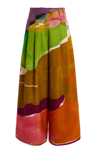 Ulla Johnson Motherwell Printed Cotton-poplin Wide-leg Pants In Multi