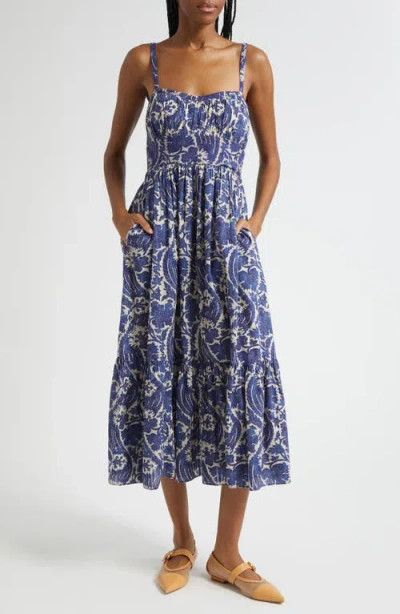 Ulla Johnson Nadine Floral Cotton Blend Sundress In Blue