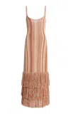 Ulla Johnson Nadine Fringed Knit Maxi Dress In Animal Print