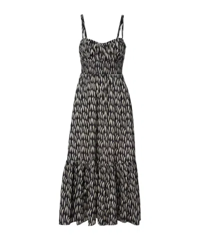 Ulla Johnson Nadine Printed Cotton-blend Midi Dress In Black