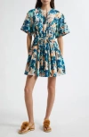 Ulla Johnson Nadira Floral Print Tie Waist Tiered Minidress In Multi