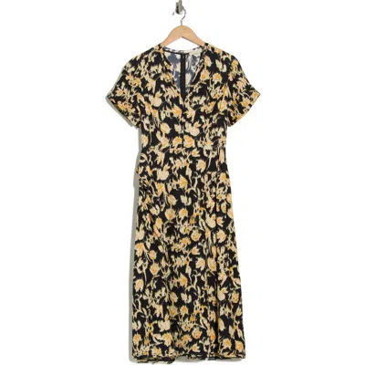 Ulla Johnson Nadya Short Sleeve Midi Dress In Brown