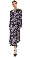 Ulla Johnson Naia Printed Jersey Long-sleeve Maxi Dress In Iris