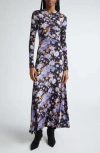 Ulla Johnson Naia Printed Jersey Long-sleeve Maxi Dress In Iris