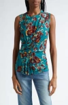 Ulla Johnson Naia Floral Print Sleeveless Top In Jade Floral