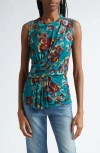 Ulla Johnson Naia Floral Print Sleeveless Top In Jade Floral