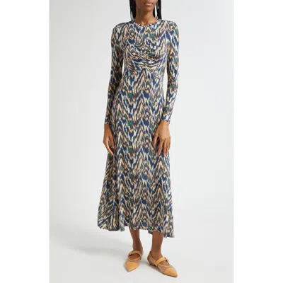 Ulla Johnson Naia Long Sleeve Ruched Maxi Dress In Gray