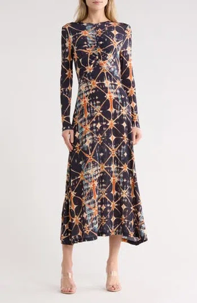 Ulla Johnson Naia Long Sleeve Ruched Midi Dress In Multi