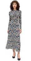 Ulla Johnson Naia Long Sleeve Ruched Midi Dress Riverslate In Gray