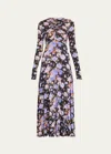 Ulla Johnson Naia Printed Jersey Long-sleeve Maxi Dress In Iris