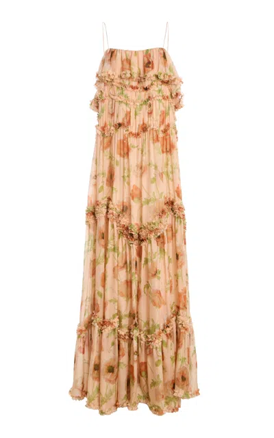 Ulla Johnson Naia Silk Tiered Gown In Neutral