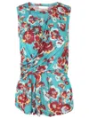 Ulla Johnson Naia Floral Print Sleeveless Top In Blue