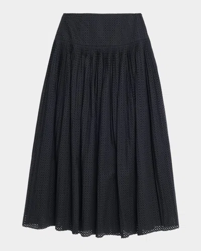 Ulla Johnson Nalla A-line Cotton Midi Skirt In Black