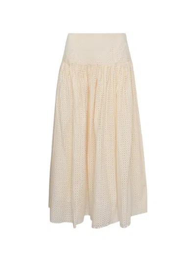 Ulla Johnson Nalla A‐line Broderie-anglaise Skirt In Neutral