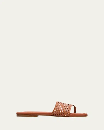 Ulla Johnson Naomi Caged Leather Thong Flats In Rust/copper