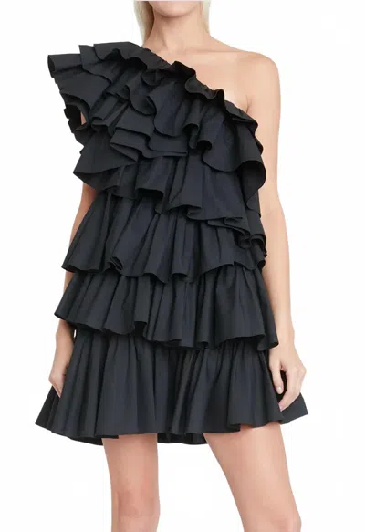 Ulla Johnson Naomi One-shoulder Ruffle Mini Dress In Black