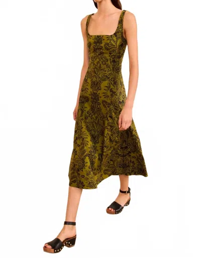 Ulla Johnson Natali Tank A-line Dress In Olive Flora In Black