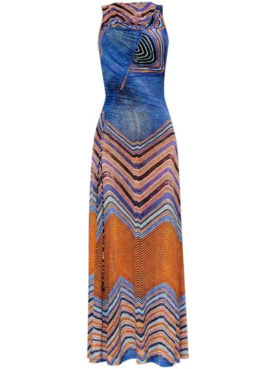 cowl neck dress blue S3062 FLOWER WAIST MAXI DRESS (ORANGE, BLUE) (S, M, XXL) – N by Nancy main image 0