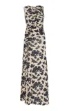 Ulla Johnson Natalia Ruched Floral-print Maxi Dress In Moonflower | ModeSens