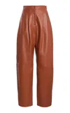 Ulla Johnson Nathalie High-rise Leather Barrel-leg Pants In Brown