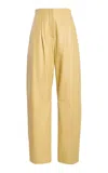 Ulla Johnson Nathalie High-rise Leather Barrel-leg Pants In Yellow