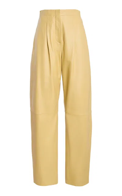 Ulla Johnson Nathalie High-rise Leather Barrel-leg Pants In Yellow