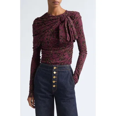 Ulla Johnson Neema Draped Jersey Top In Burgundy