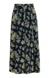 Ulla Johnson Neema Godet-detailed Printed Crepe Maxi Skirt