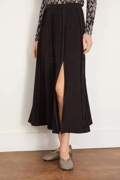 Ulla Johnson Neema Side Slit Skirt In Noir