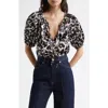 Ulla Johnson Neema Tie Neck Satin Top In Raven