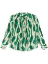 Ulla Johnson Soren Long-sleeve Silk Shirt In Green