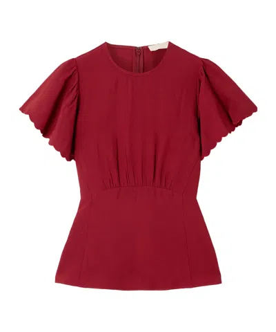 Ulla Johnson Nejma Ruffled Crepe Blouse In Red