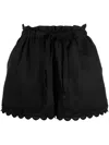 Ulla Johnson Scallop-edge Embroidered Mini Shorts In Black