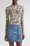 Ulla Johnson Neri Floral Center Ruched Knit Top In Multi