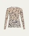 Ulla Johnson Neri Long Sleeve Ruched Top In White Gardenia In Neutral