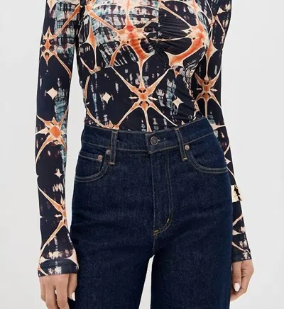 Ulla Johnson Neri Long Sleeve Ruched Top In Phoenix In Blue