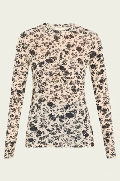 Ulla Johnson Neri Long Sleeve Ruched Top In White Gardenia