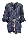 Ulla Johnson Nerissa Belted Printed Cover-up Mini Dress In Blue Cotton Viscose In Blue