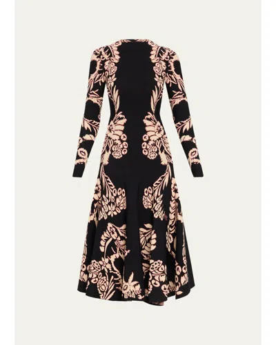 Ulla Johnson Nerissa Jacquard Long-sleeve Midi Dress In Black